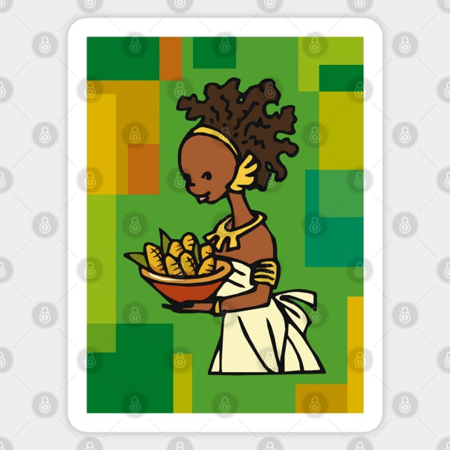 African Woman with bowl of corn Sticker by HolidayBug